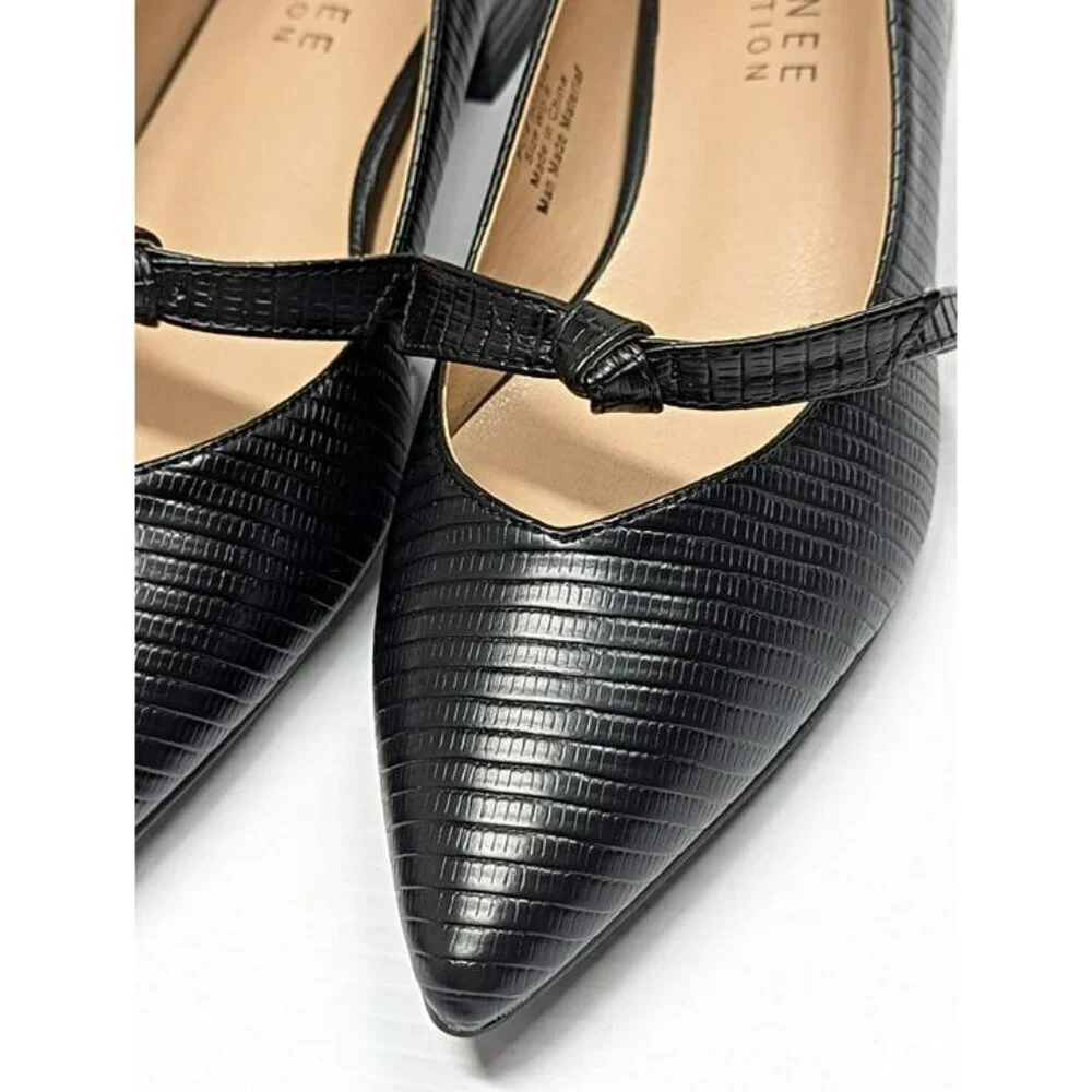 Journee Collection Black Textured Mary Jane Flats
